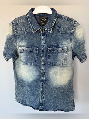 ROK Hand‑Crafted Acid Wash Denim Shirt | Size M | Vintage | Made in USA